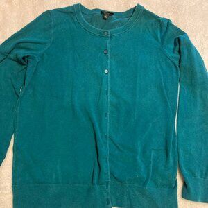 Talbot's Green Cotton Cardigan ~ Size Large